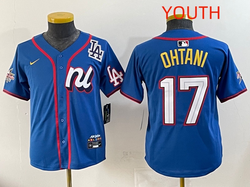 Youth 2025 Los Angeles Dodgers #17 Ohtani Blue Nike  2025 MLB All Star  Jersey style 004